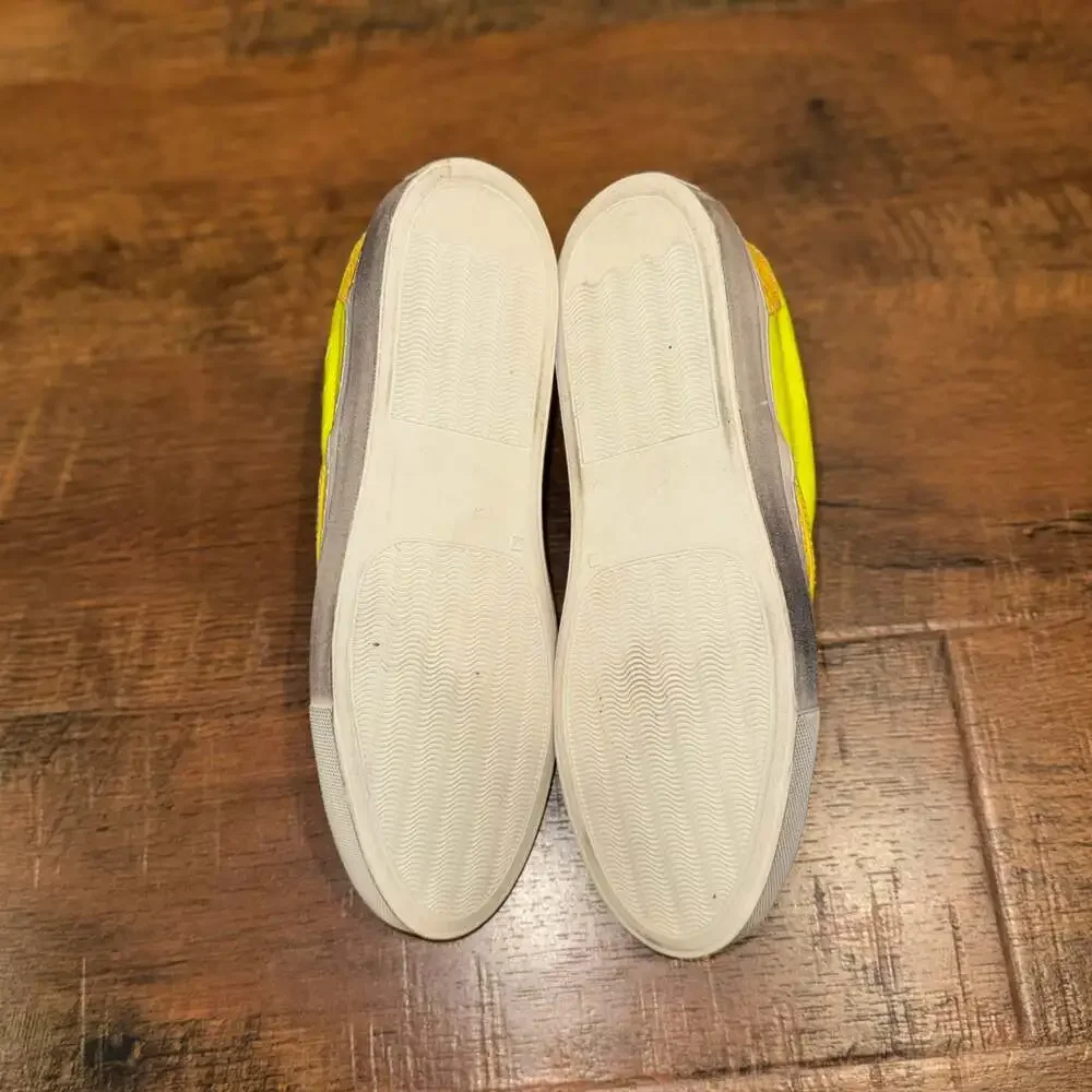 GIENCHI Made in Italy Yellow Embossed Crocodile Print Slip On Sneakers Shoes